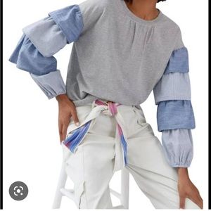 Anthropologie grey sweatshirt . With flutter sleeves size medium